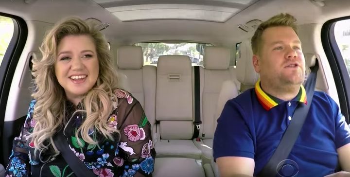 Kelly Clarkson and James Corden
