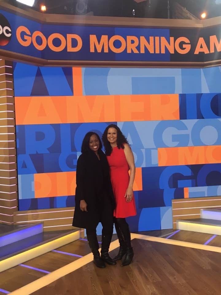 Dreena Whitfield with client, Tanya VanCourt on the set of “Good Morning America” following her 2016 appearance