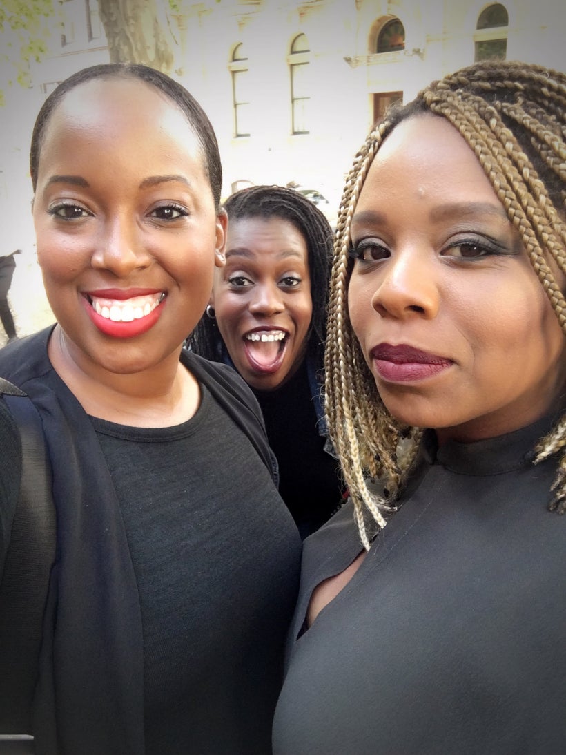 Dreena Whitfield with clients Tiffany “Budgetnista” Aliche, and Patrisse Cullors, co-founder of Black Lives Matters in Sydney