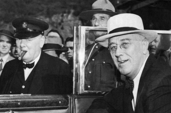 Winston Churchill (left) with Franklin Roosevelt during the Second World War. Churchill coined the phrase 'special relationship' in a speech in 1946