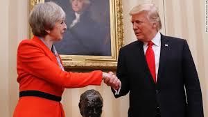 <p>British Prime Minister Theresa May and President <a href="https://www.huffpost.com/news/topic/donald-trump">Donald Trump</a>, in happier times.</p>