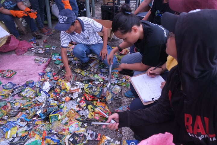 #breakfreefromplastic movement members identifying the brands behind low-value, non-recyclable packaging that often end up on the beaches and in the ocean.