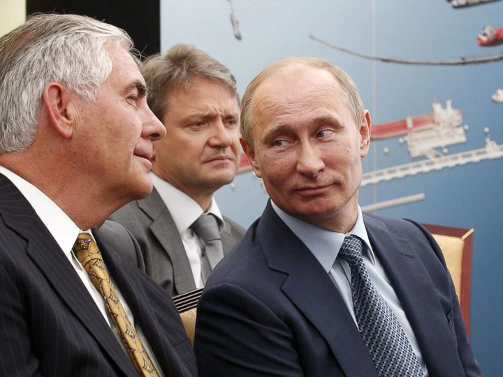 Instead of facing jail time for ExxonMobil’s lies about climate change, Rex Tillerson (left) is now the U.S. Secretary of State