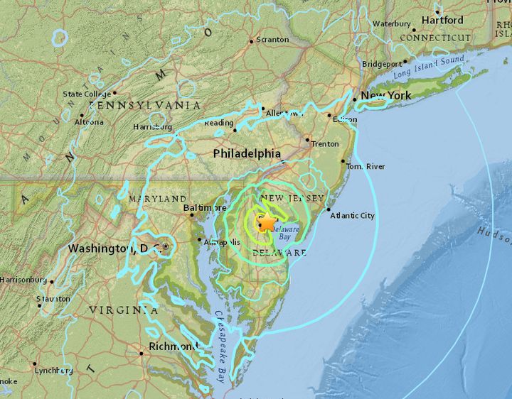 The quake originated in Delaware.