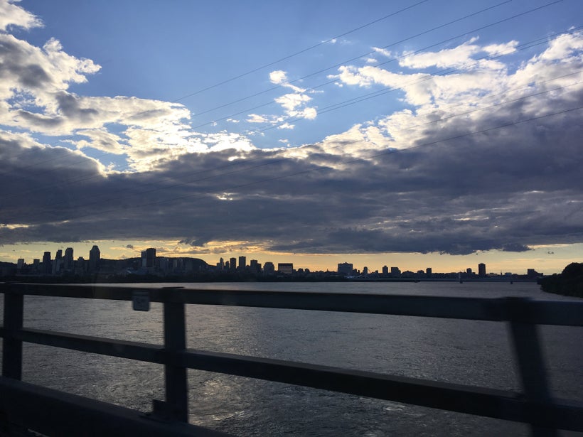 Montreal skyline from a distance.