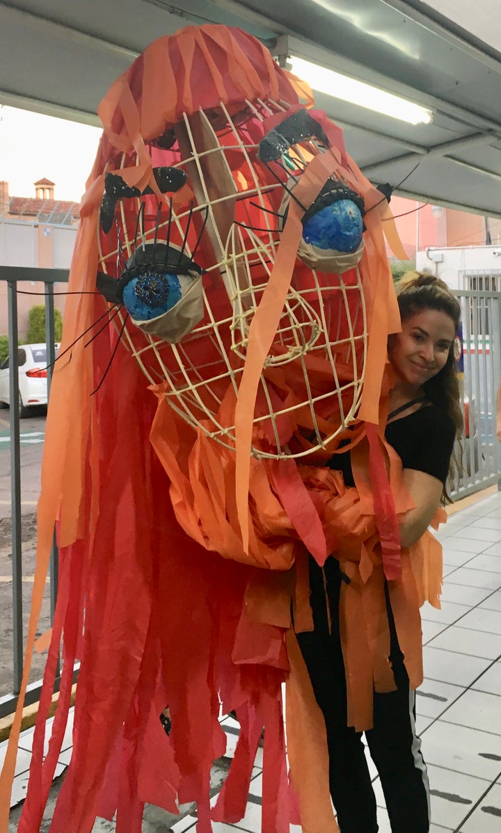 Carrying the puppets in pieces through the U.S.- Mexico Border Port of Entry 