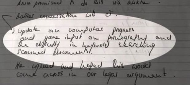An extract from Lewis's police notes.