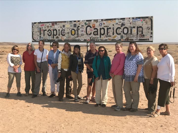 The Women’s Travel Group in Namibia at the Tropic of Capricorn