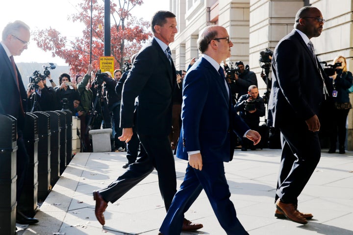 Former national security adviser Michael Flynn arrives for a plea hearing at U.S. District Court in Washington, D.C.