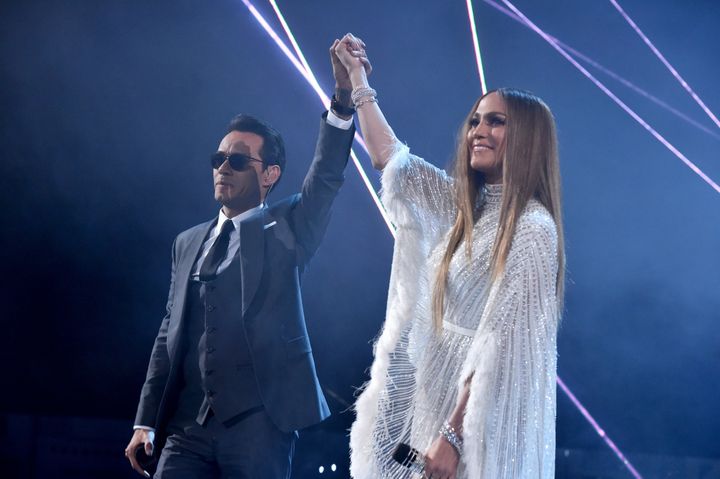 Marc Anthony and Jennifer Lopez perform onstage during The 17th Annual Latin Grammy Awards at T-Mobile Arena on Nov. 17, 2016, in Las Vegas, Nevada.