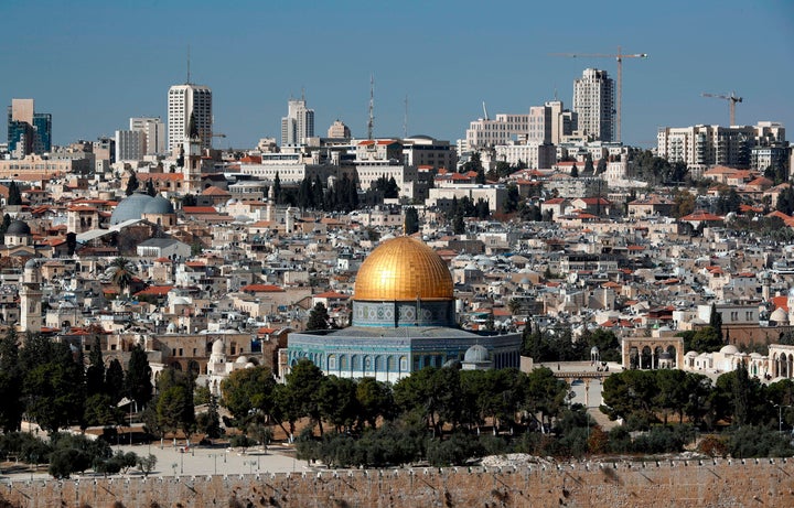 The Dome of the Rock mosque and a general view of Jerusalem on Dec. 1.