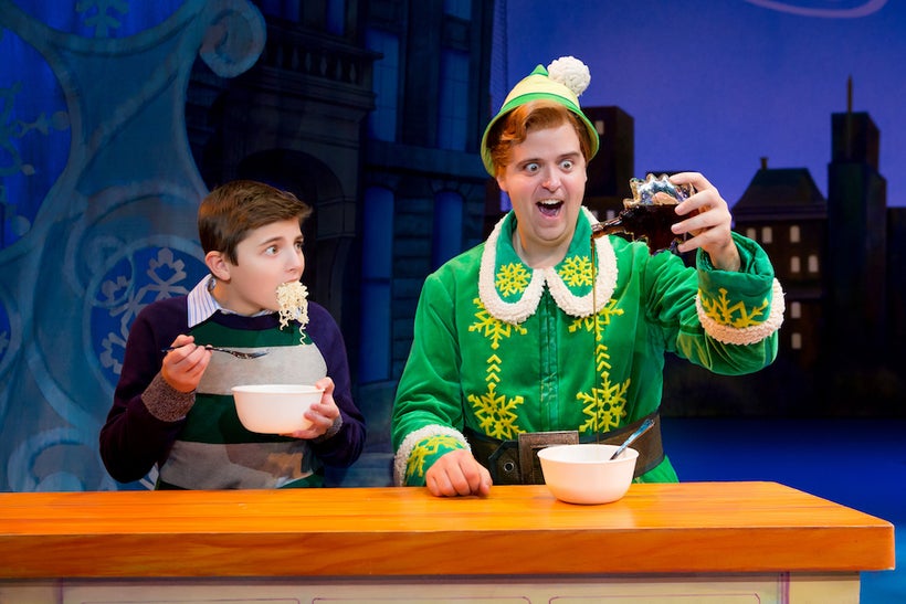 (l. to r.) Trey Middleton and Erik Gratton in <em>Elf the Musical</em>