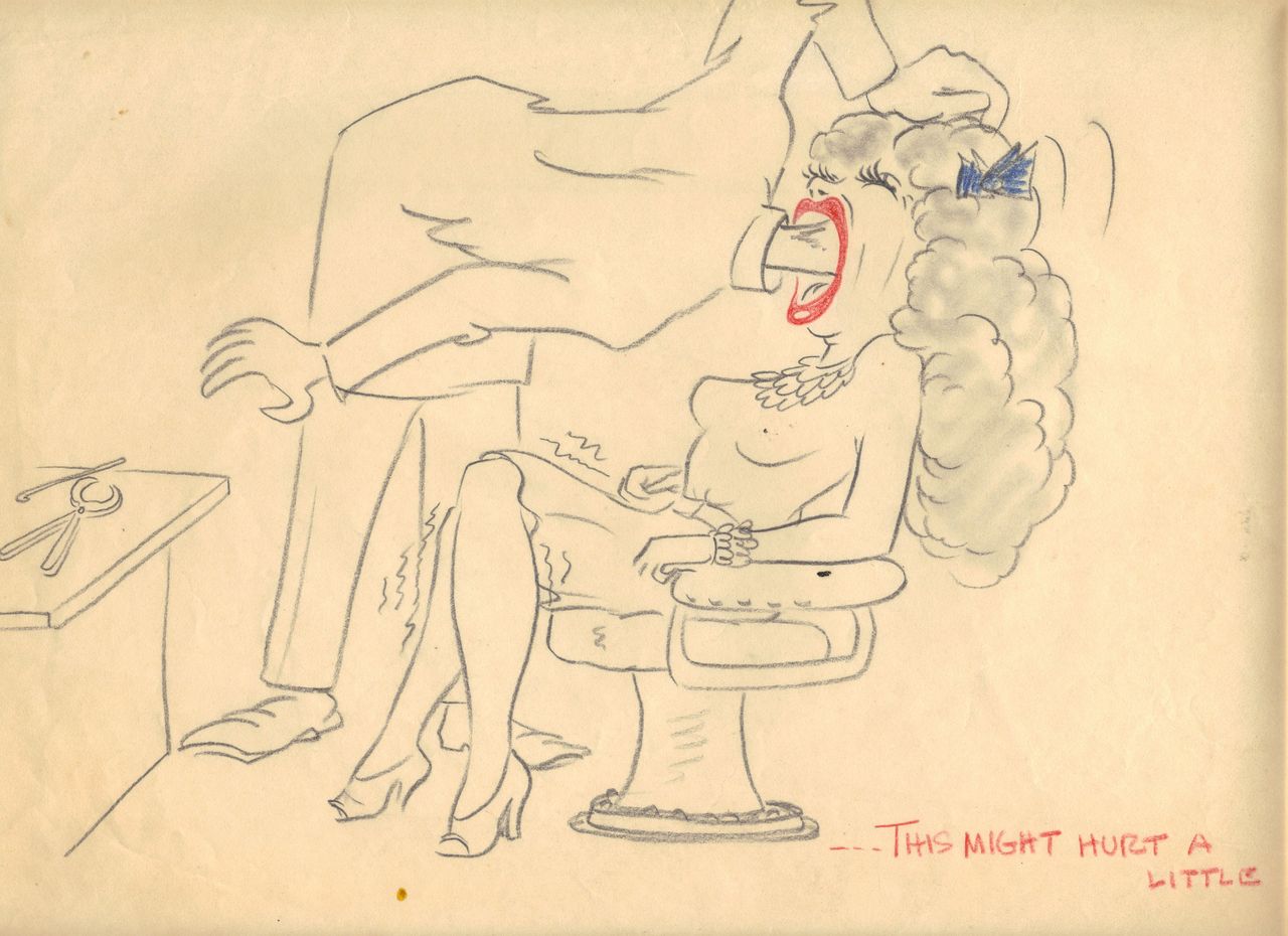 A drawing a male colleague left on Virginia Fleener's desk. 