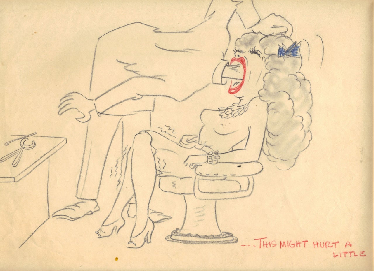 A drawing a male colleague left on Virginia Fleener's desk.