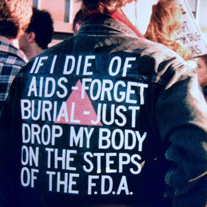 Jacket worn by David Wojnarowicz at an Aids demonstration in 1988.