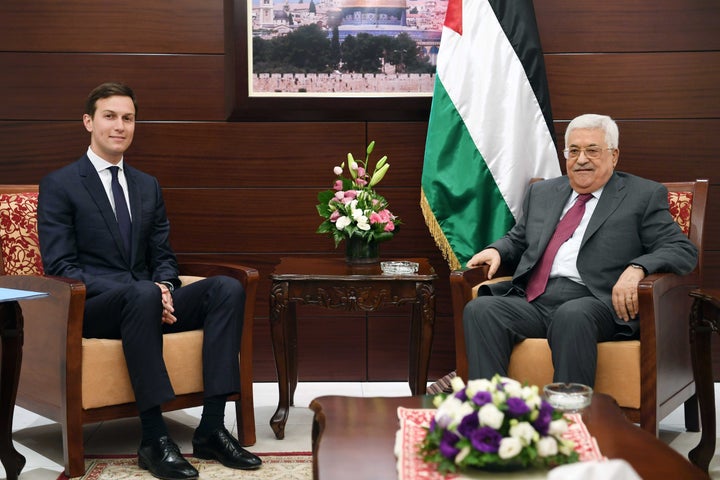 Jared Kushner meets with Palestinian President Mahmoud Abbas on June 21, 2017, in Ramallah, West Bank.