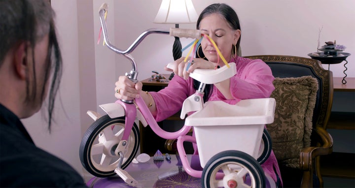 <p>A psychic reading the tricycle unbeknownst of its past </p>