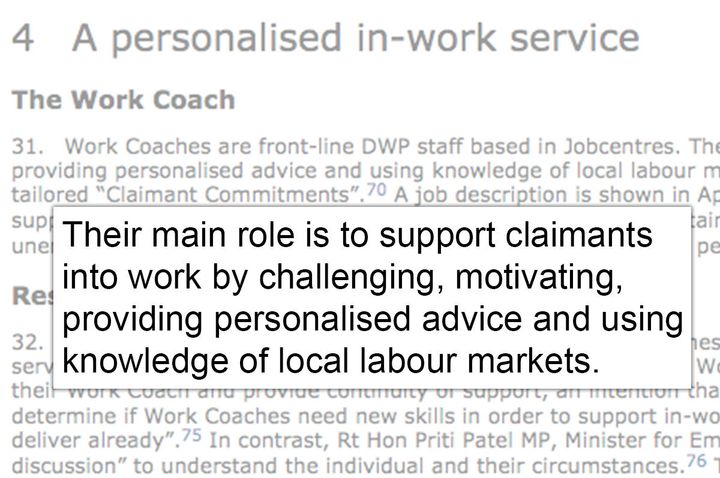 MPs described the main role of a work coach to be 'support[ing] claimants into work'