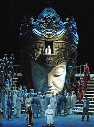 A scene from Jean-Pierre Ponnelle's production of <strong><em>Turandot</em></strong> staged at the Finnish Opera