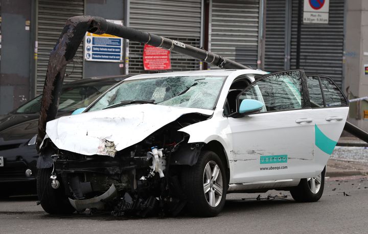 A car collided with a group of people on Stockwell Road early on Saturday morning.