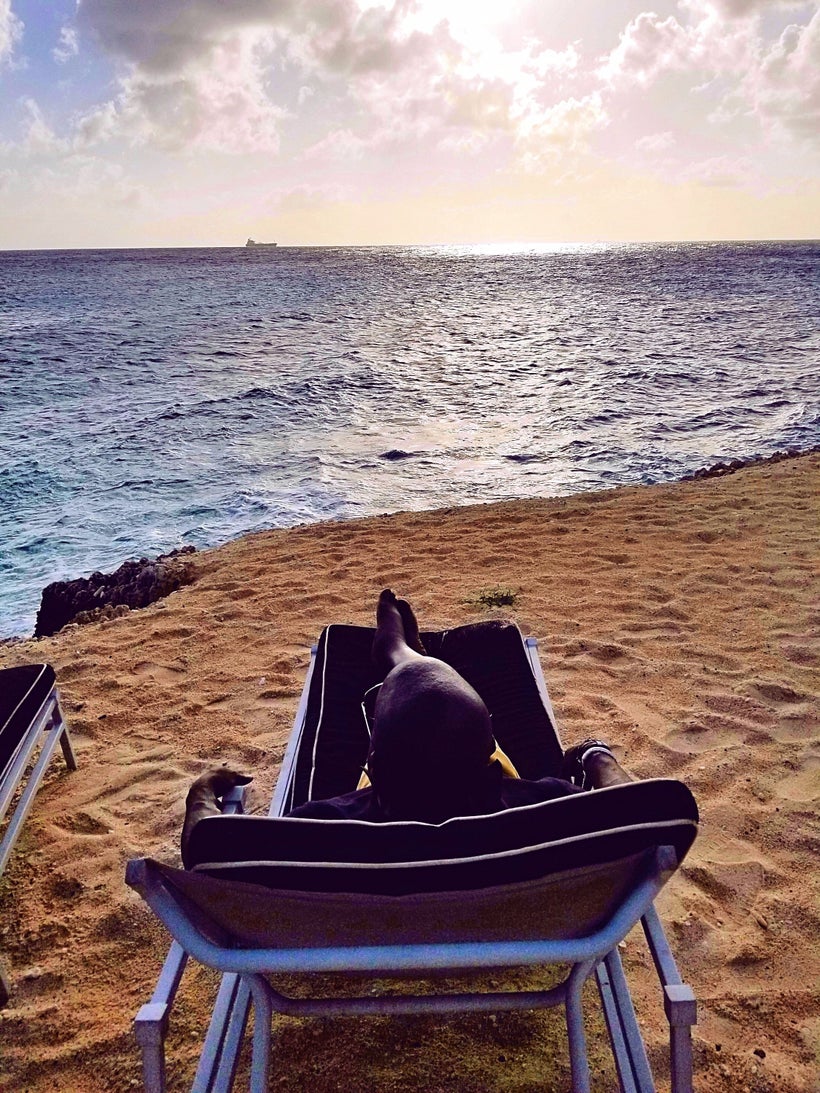Enjoying the view on one of Curaçao's private beaches.