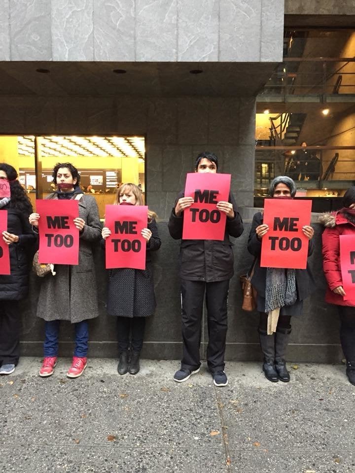 Protestors participating in "#MeToo at The Met Breuer" on Dec. 3.