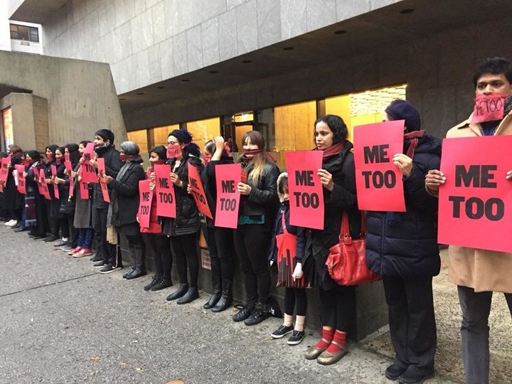 Protestors participating in "#MeToo at The Met Breuer" on Dec. 3.