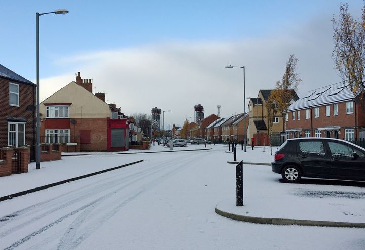 More snow could be in store across parts of the UK this week as the cold snap returns with even more bite, the Met Office has warned; snow is seen in West Lane, Middlesbrough, above 