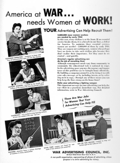 Image via <a rel="nofollow" href="https://www.adcouncil.org/Our-Campaigns/The-Classics/Women-in-War-Jobs" target="_blank">Ad