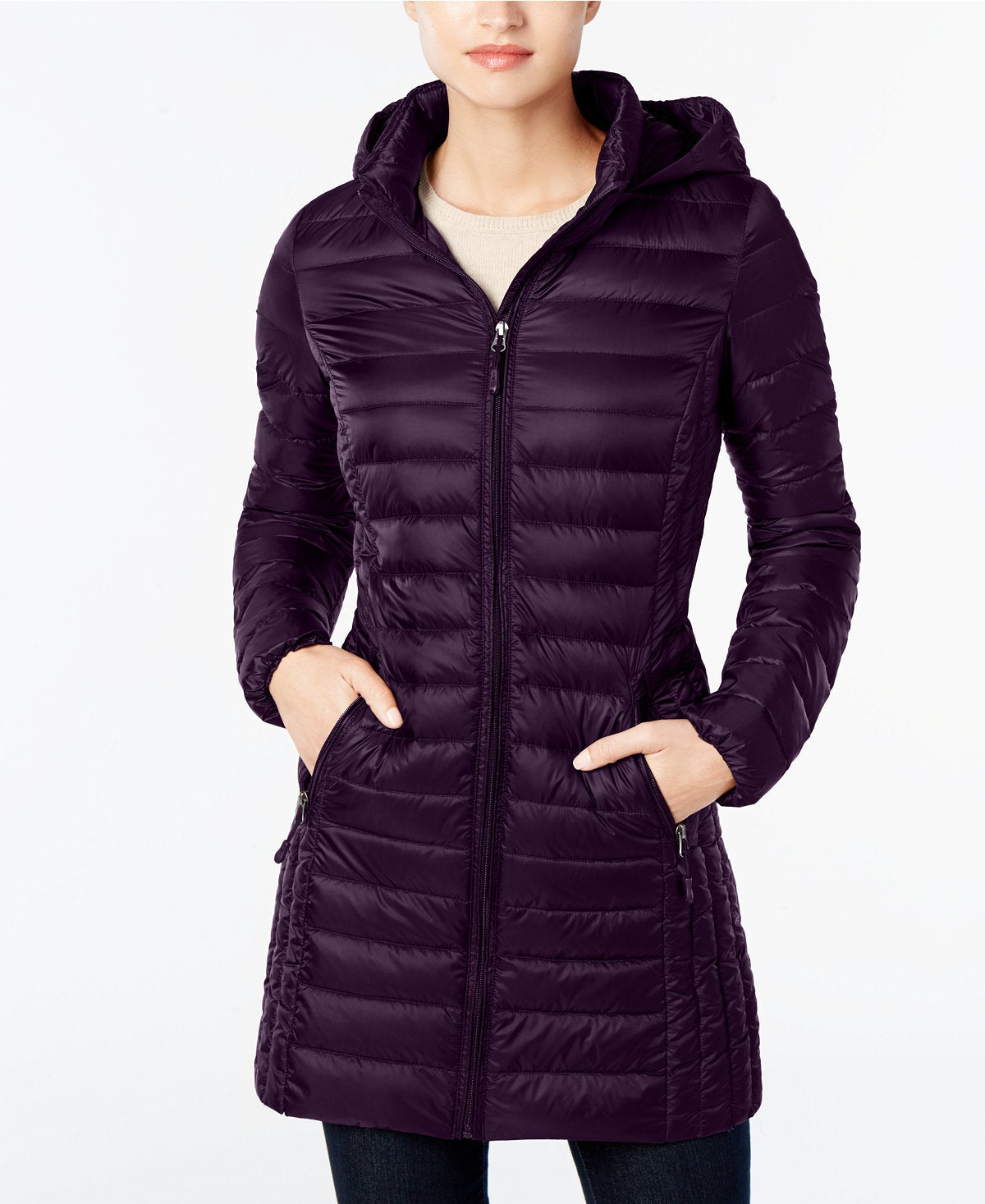 women's mid thigh puffer coat