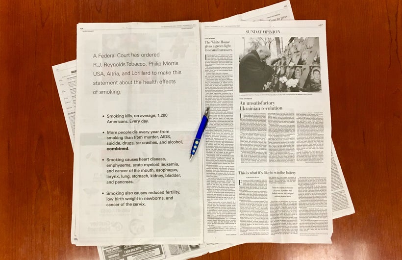 Full page corrective statement advertisement in the Washington Post.