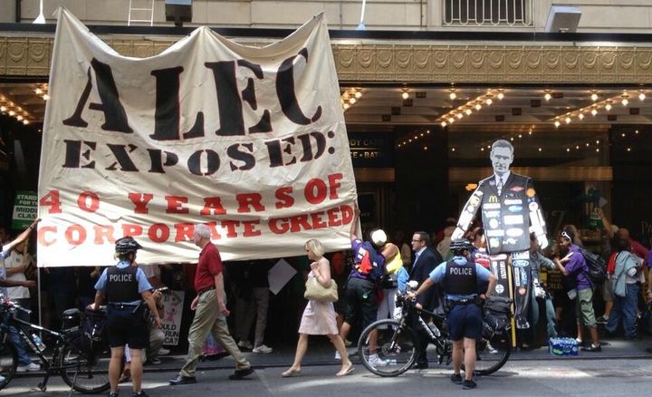 Protests at a 2015 ALEC meeting in San Diego