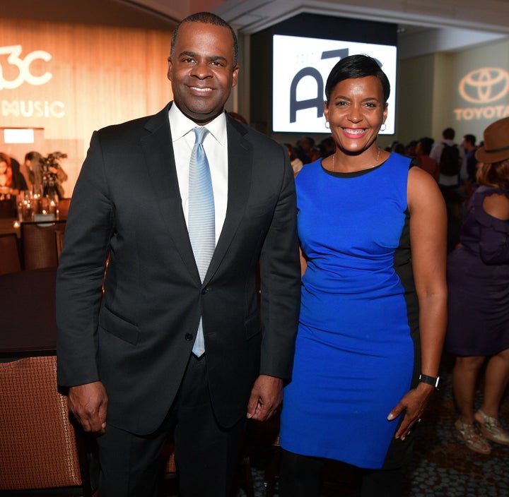 Mayor Kasim Reed attends a dinner with City Councilwoman Keisha Lance Bottoms in October. Reed's support for Bottoms has played an outsize role in the race.