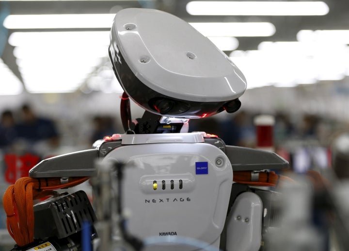 A robot on the assembly line of a factory in Kazo, north of Tokyo.