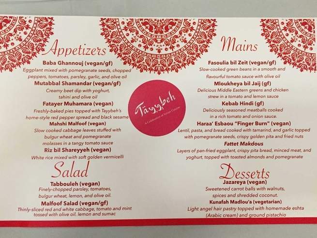 <p>The menu from one of the dinners.</p>