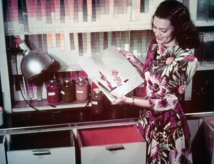 Color Model Supervisor Helen Siebert works on "Fun & Fancy Free," circa 1947.