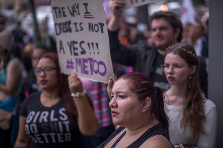 Demonstrators at the #MeToo Survivors' March in Los Angeles last month. 