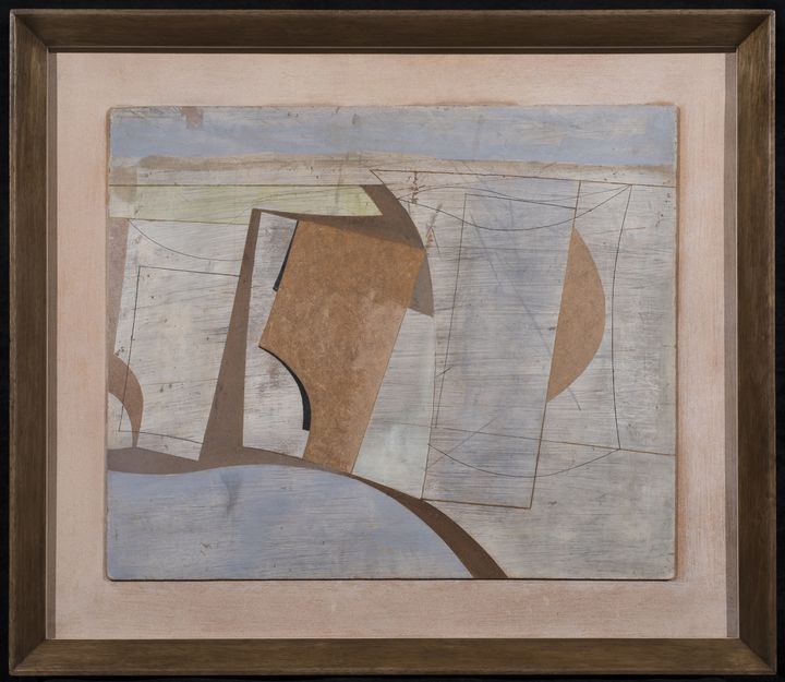 Ben Nicholson, Western Landscape, 1960, Oil & pencil on board laid on panel, 64.5 x 75.4 x 0.0 cm (25¼ x 29¾ x 0 in.). 