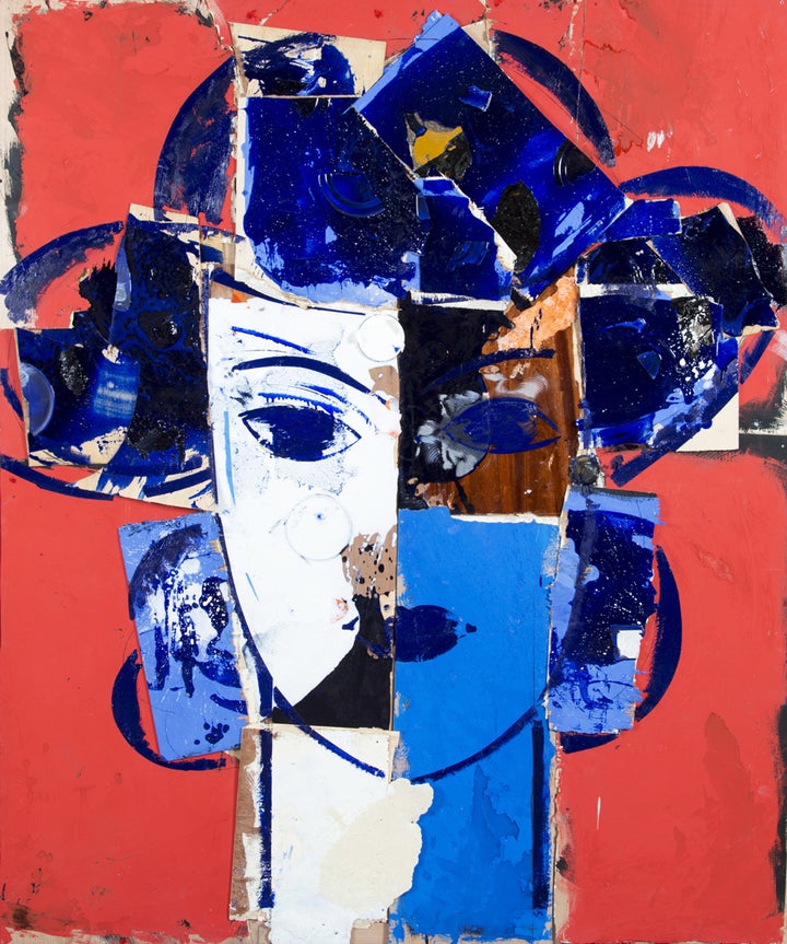 Manolo Valdés, Retrato I, 2017, Oil on burlap, 90 × 74 in. (228.5 × 188 cm).