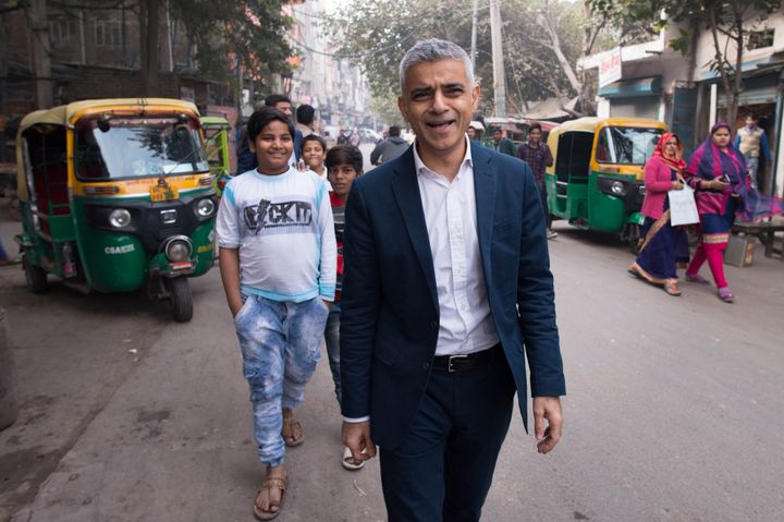 London Mayor Sadiq Khan on a trip to Delhi