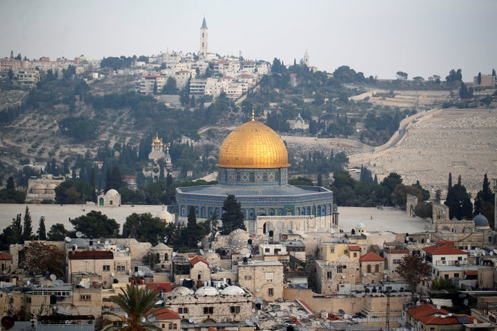 A general view shows part of Jerusalem's Old City and the Dome of the Rock on December 5, 2017.