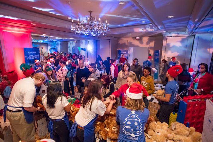 Families picked a bear and outfit from Build a Bear at Yellow Ribbons United Winter Wonderland.