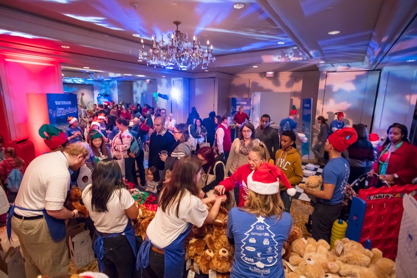 Families picked a bear and outfit from Build a Bear at Yellow Ribbons United Winter Wonderland.