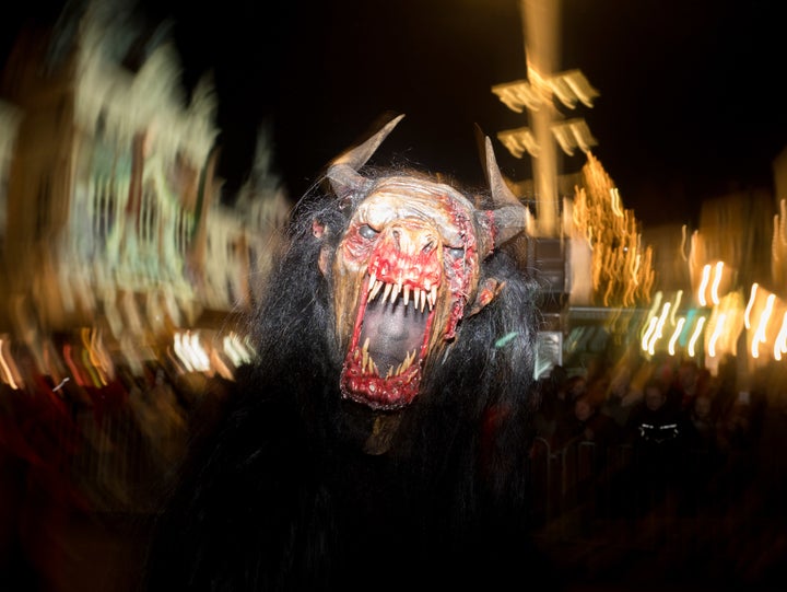 Another reveler enjoys the Graz Krampusnacht party on Dec. 3. 