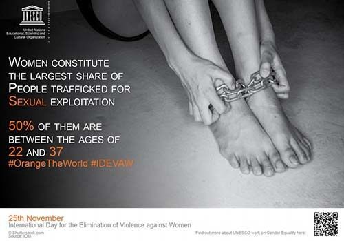 Screen shot of UNESCO poster marking International Day for the Elimination of Violence Against Women