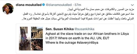 Screen shot of Diana Moukalled tweet