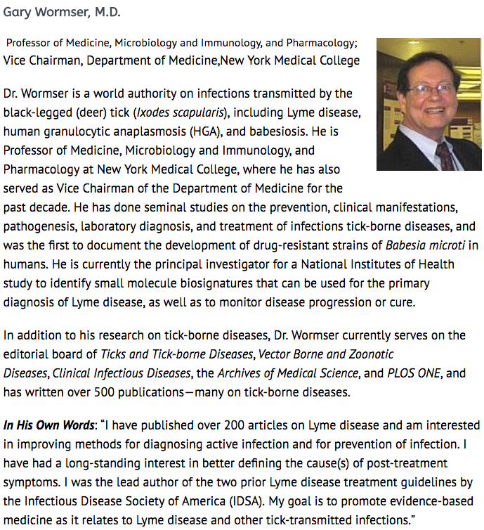 The original listing for Dr. Wormser’s appointment to the Tick-Borne Disease Working Group, which was removed Dec. 5.