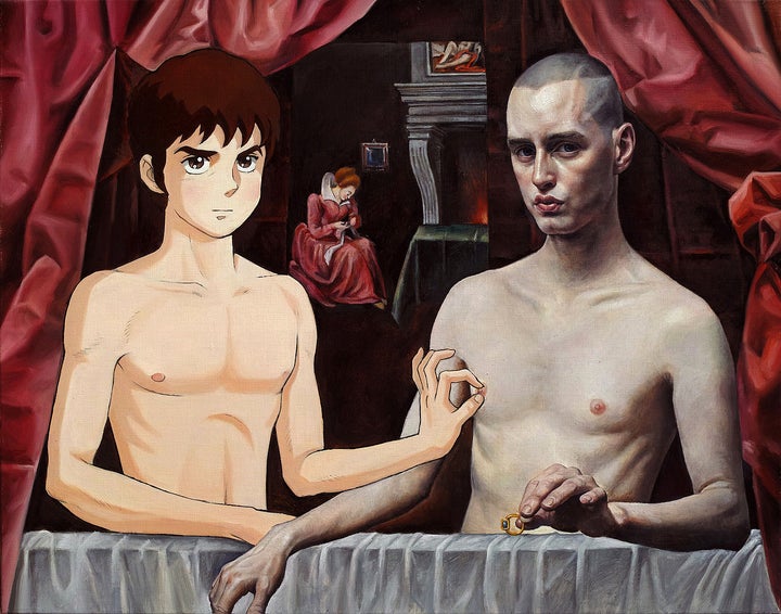 Naruki Kukita, “Jeffrey with his virtual brother”, oil on linen 