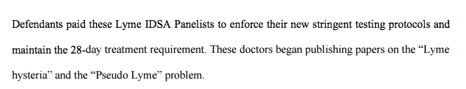 <p> The lawsuit refers to insurers paying IDSA physician researchers to uphold their “arbitrary guidelines.”</p>