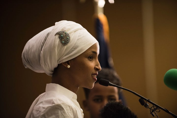 Ilhan Omar delivers her acceptance speech on Nov. 8, 2016, after being elected to the Minnesota state House of Representatives.